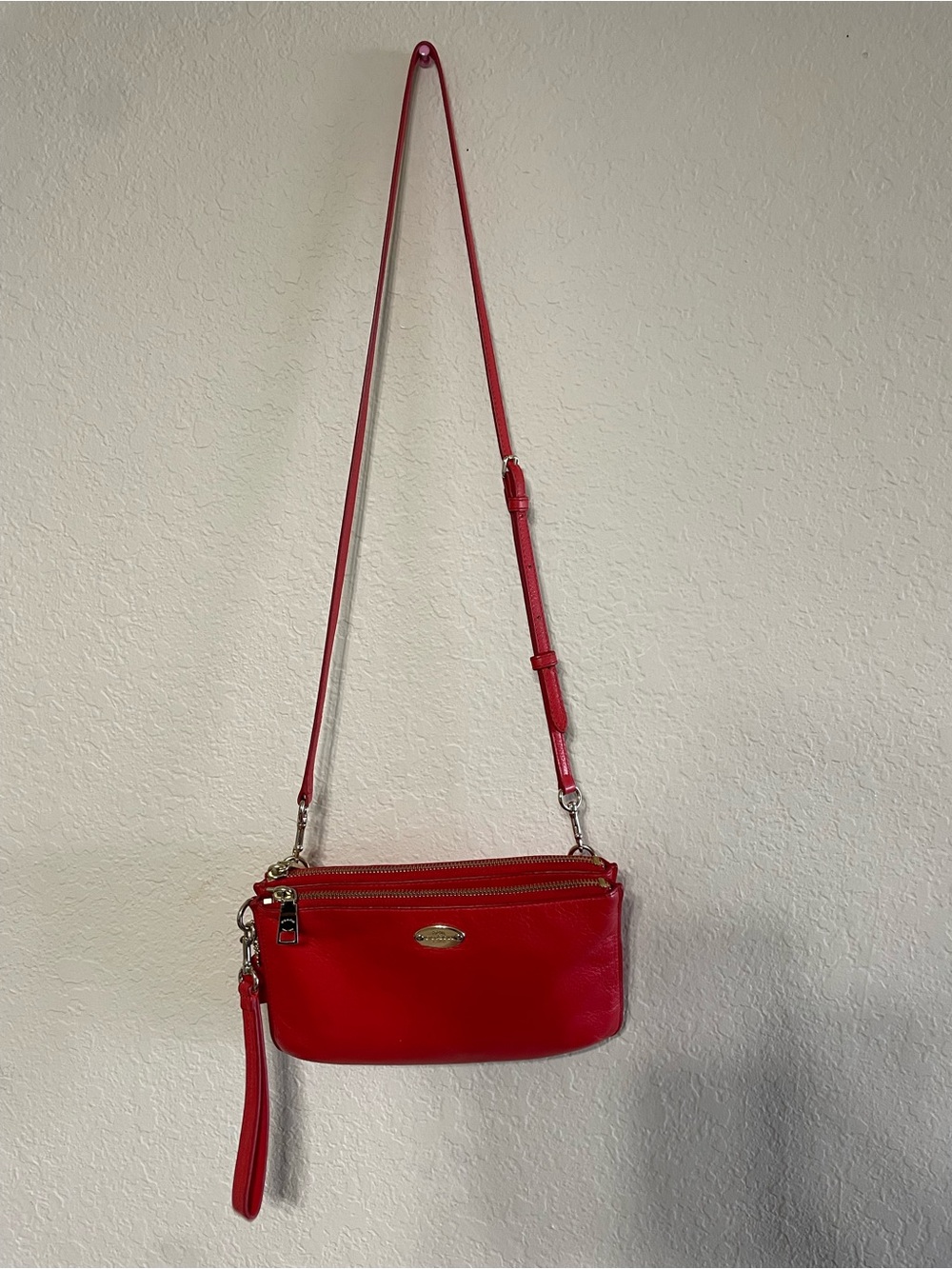 Coach- Original Red Leather Crossbody Wristlet Bag